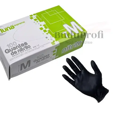 Guantes de Nitrilo, Negro, 100 unidades, Talla M