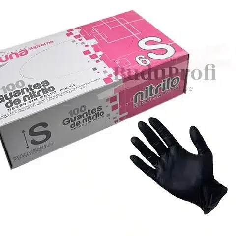 Guantes de Nitrilo, Negro, 100 unidades, Talla S