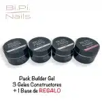 Bi.Pi. Nails, Pack Builder Gel, 3 Geles de Color + 1 Base de REGALO