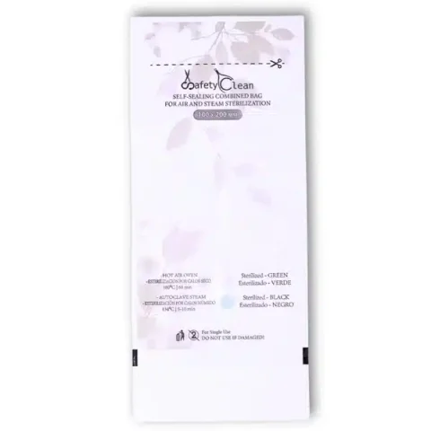 Bolsas de Esterilización 100 x 200, Beige Combinadas - Transparentes.  Doble Indicador, 100 uds.