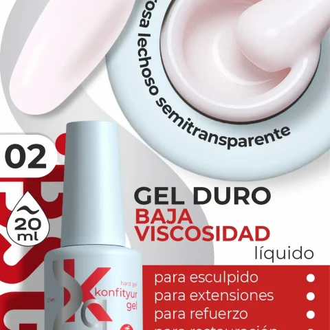 Gel duro BSG Konfithur baja viscosidad en frasco #02, 20 ml