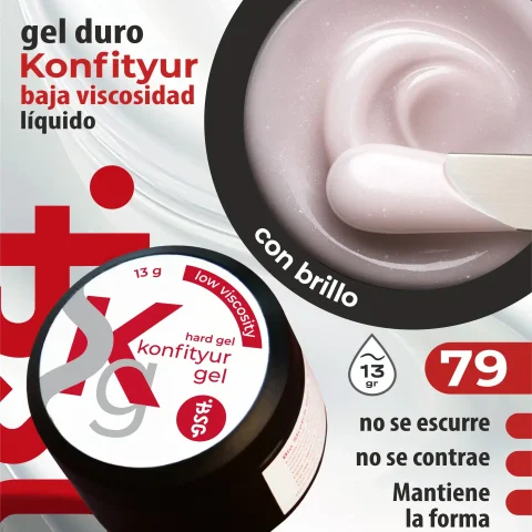 Gel duro BSG para extensiones Konfityur #79 - Lechoso con brillo - BAJA VISCOSIDAD (13 g)