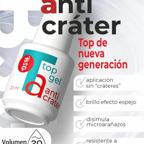 BSG Top Anticrater. Top coat sin capa de dispersión · efecto espejo · 20 ml