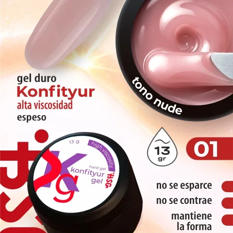 Gel duro BSG para extensiones Konfityur #01 - ALTA VISCOSIDAD (13 g)