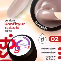 Gel duro BSG para extensiones Konfityur #02 - ALTA VISCOSIDAD (13 g)