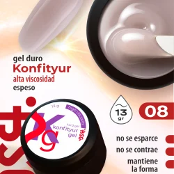 Gel duro BSG para extensiones Konfityur #08 Lechoso con tono rosa - ALTA VISCOSIDAD (13 g)