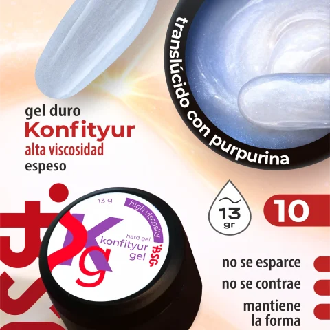 Gel duro BSG para extensiones Konfityur #10 - ALTA VISCOSIDAD (13 g)