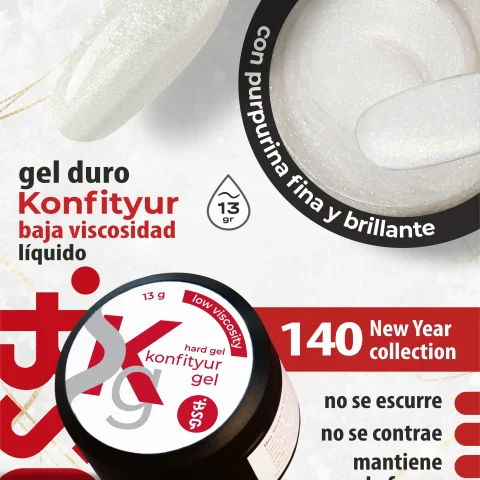 Gel duro BSG para extensiones Konfityur #140  - BAJA VISCOSIDAD (13 g)