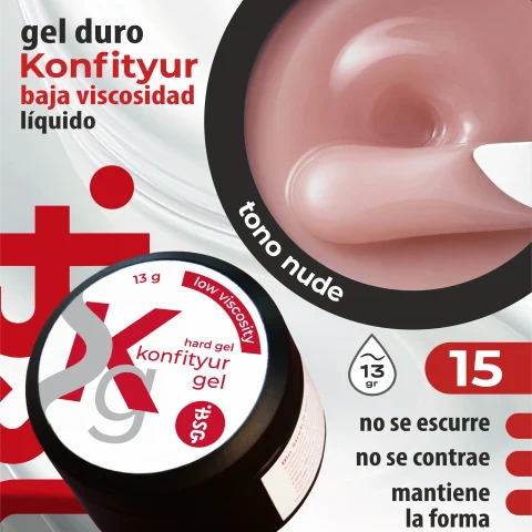 Gel duro BSG para extensiones Konfityur #15  - BAJA VISCOSIDAD (13 g)