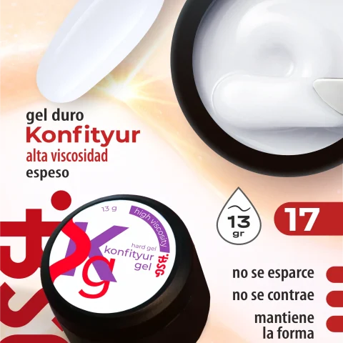 Gel duro BSG para extensiones Konfityur #17 Blanco - ALTA VISCOSIDAD (13 g)
