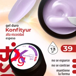 Gel duro BSG para extensiones Konfityur #39 Lila claro - ALTA VISCOSIDAD (13 g)
