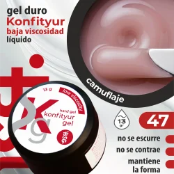 Gel duro BSG para extensiones Konfityur #47 Rosa pastel translúcido  - BAJA VISCOSIDAD (13 g)