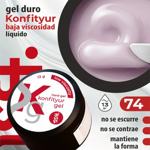 Gel duro BSG para extensiones Konfityur #74 Lechoso fluido con tono lila suave  - BAJA VISCOSIDAD (13 g)