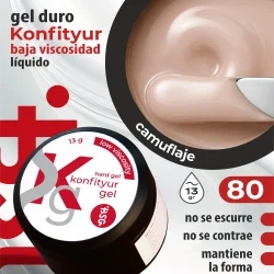 Gel duro BSG para extensiones Konfityur #80 Lechoso cálido  - BAJA VISCOSIDAD (13 g)