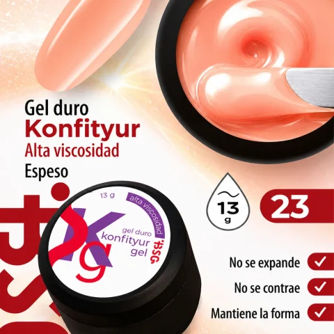 Gel duro BSG para extensiones Konfityur #23 - ALTA VISCOSIDAD (13 g)