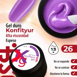Gel duro BSG para extensiones Konfityur #26 - ALTA VISCOSIDAD (13 g)