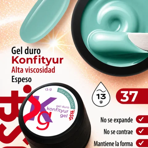 Gel duro BSG para extensiones Konfityur #37 - ALTA VISCOSIDAD (13 g)