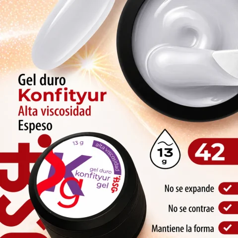 Gel duro BSG para extensiones Konfityur #42 - ALTA VISCOSIDAD (13 g)