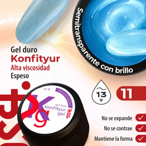 Gel duro BSG para extensiones Konfityur #11 - ALTA VISCOSIDAD (13 g)