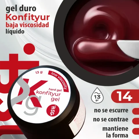 Gel duro BSG para extensiones Konfityur #14 - BAJA VISCOSIDAD (13 g)