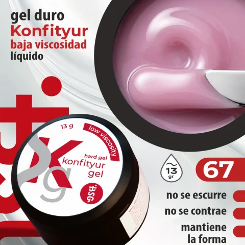 Gel duro BSG para extensiones Konfityur #67 - BAJA VISCOSIDAD (13 g)