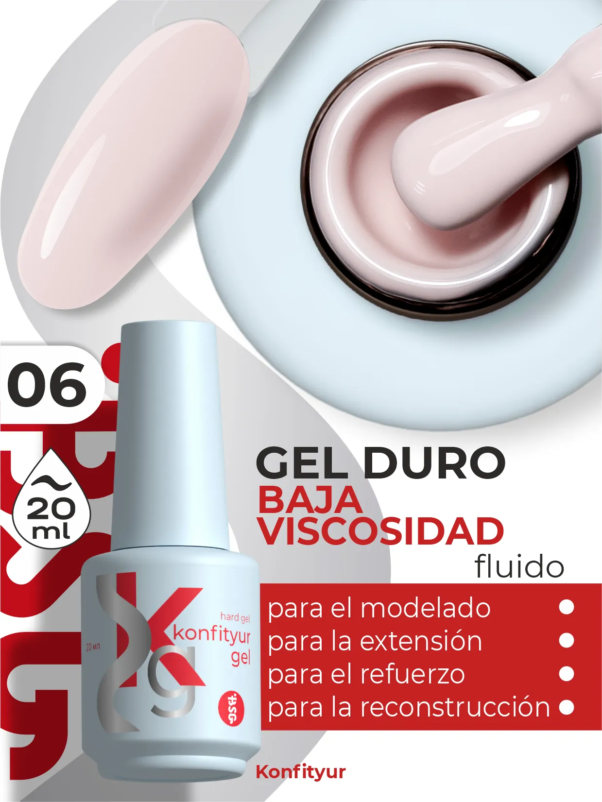 Gel duro BSG Konfithur baja viscosidad en frasco #06