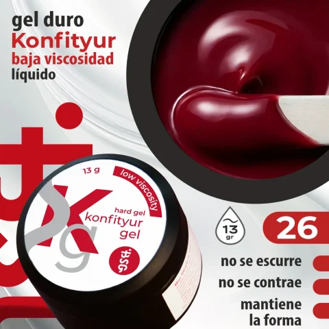 Gel duro BSG para extensiones Konfityur #26 – BAJA VISCOSIDAD (13 g)