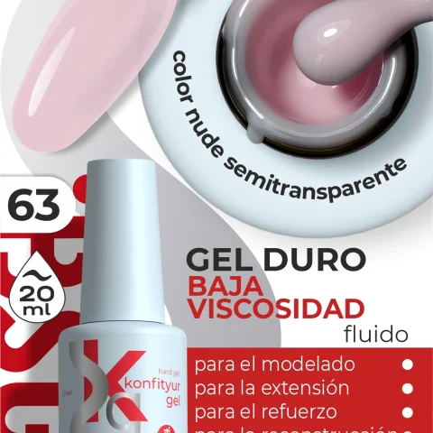 Gel duro BSG Konfithur baja viscosidad en frasco #63, 20 ml