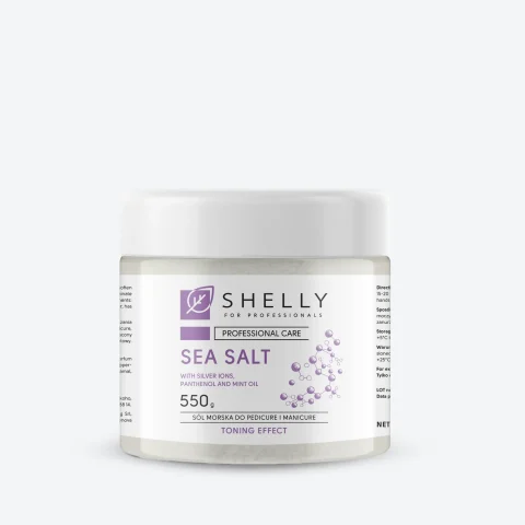 SHELLY Sal marina para pedicura y manicura con iones de plata, pantenol y aceite de menta · 550 g
