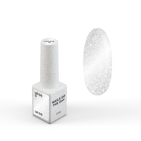 NAILSOFTHEDAY Gel Polish Cat Eye 13 – Ojo de Gato Plateado sobre Base Transparente · 6 ml