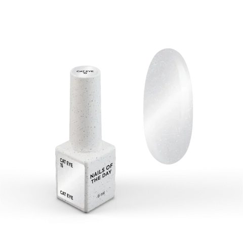 NAILSOFTHEDAY Gel Polish Cat Eye 15 – Ojo de Gato Plateado sobre Base Transparente · 6 ml