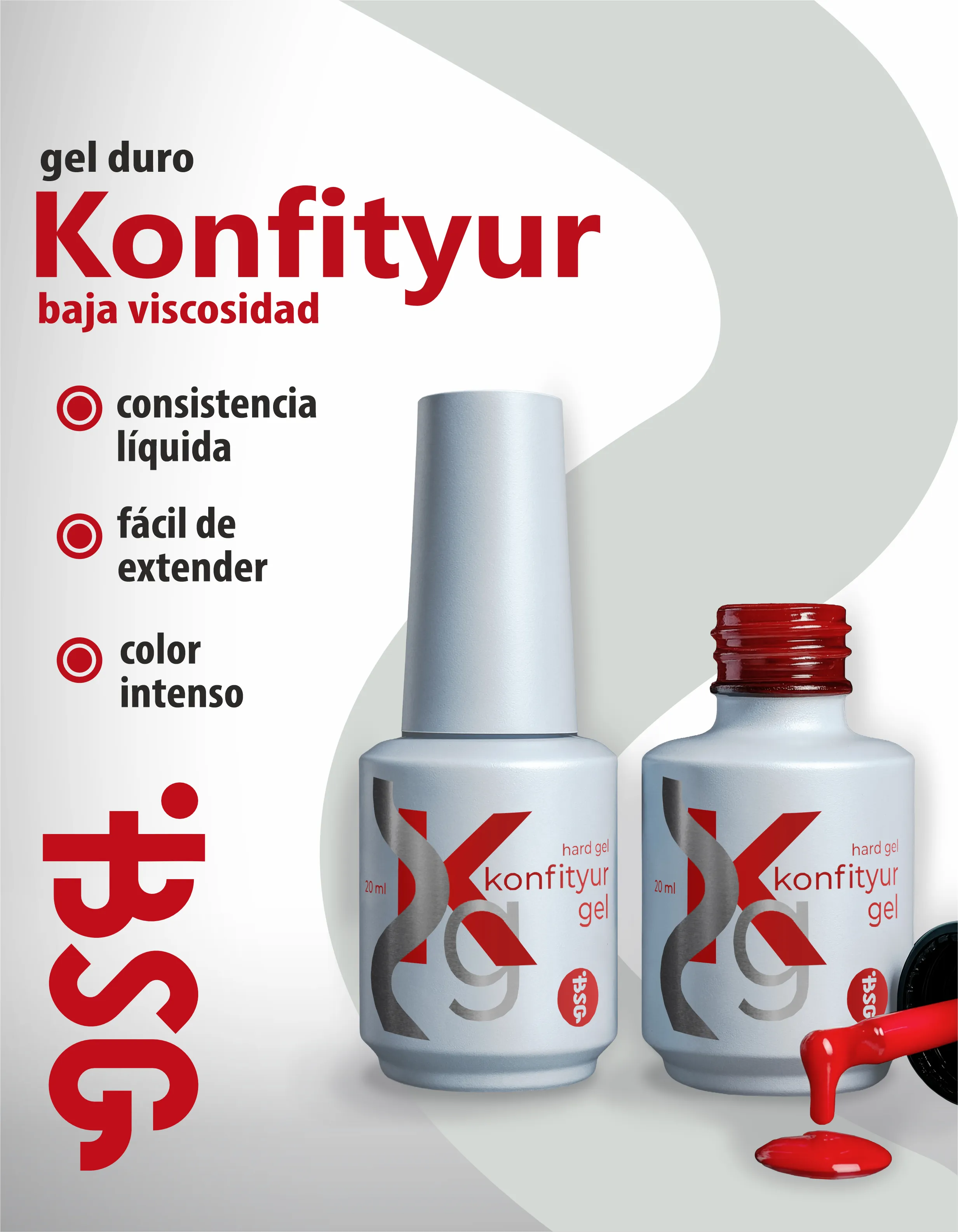 Gel duro BSG Konfithur baja viscosidad en frasco #13, 20 ml - Imagen 3