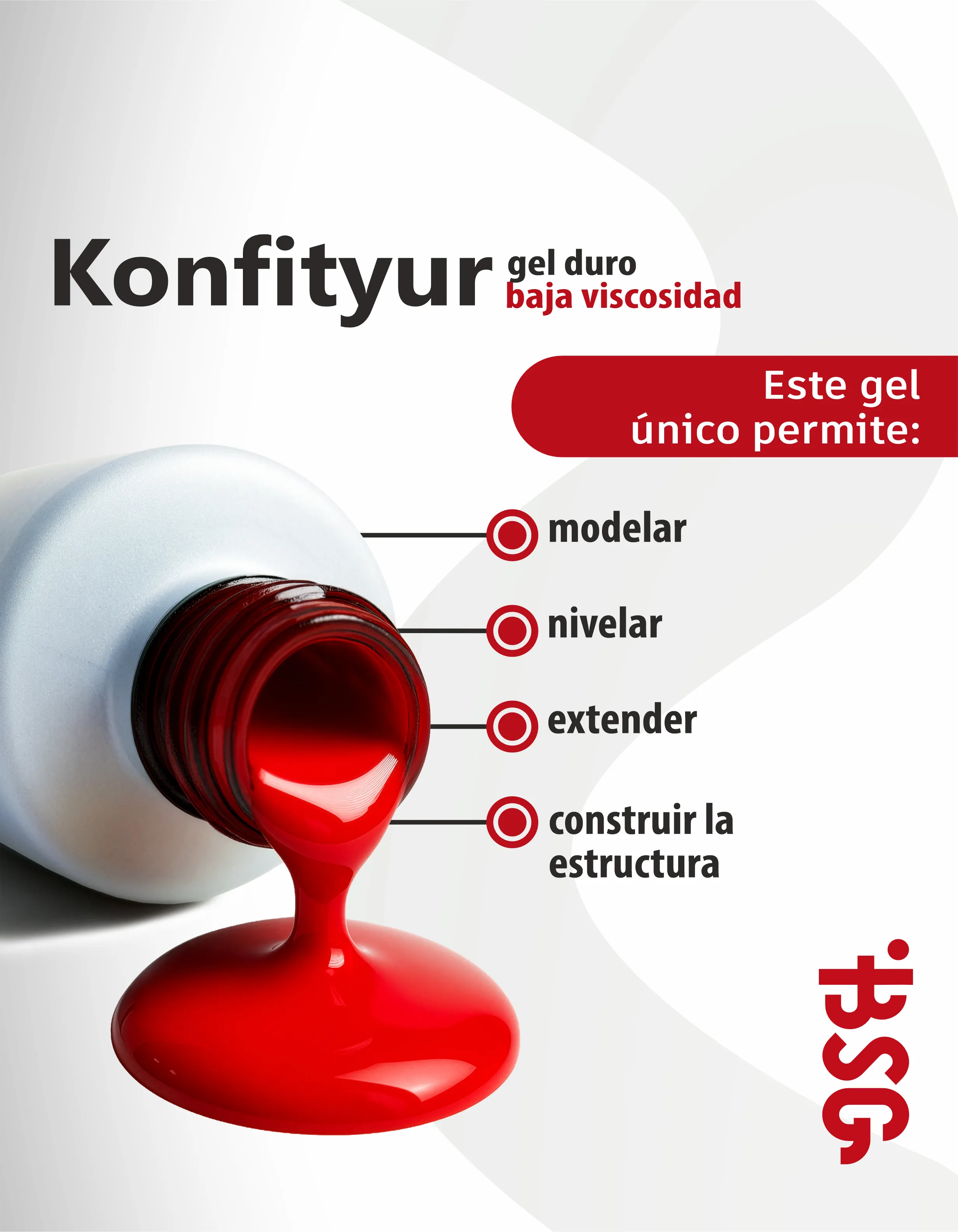 Gel duro BSG Konfithur baja viscosidad en frasco #13, 20 ml - Imagen 5