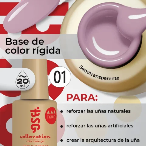 BSG Color Base Hard 01 Rose Mist – Rosa Suave, 20 ml