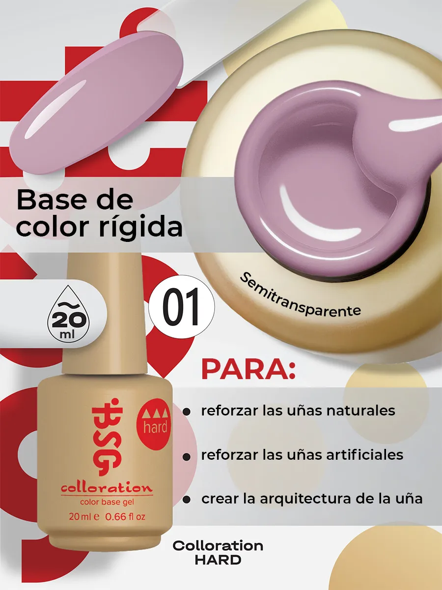 BSG Color Base Hard 01 Rose Mist – Rosa Suave, 20 ml