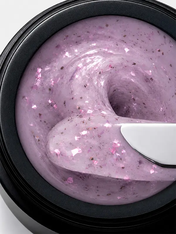 Gel duro BSG para extensiones Konfityur, 131 Rosa Lavanda con Confeti, BAJA VISCOSIDAD (13 g) - Imagen 2