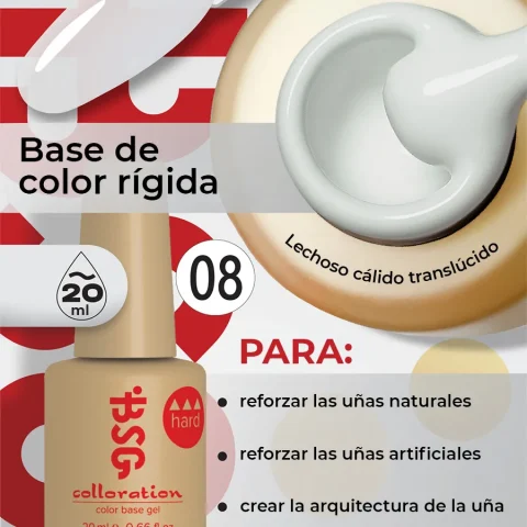 BSG Color Base Hard 08 Frosted Pearl – Perla Escarchada, 20 ml