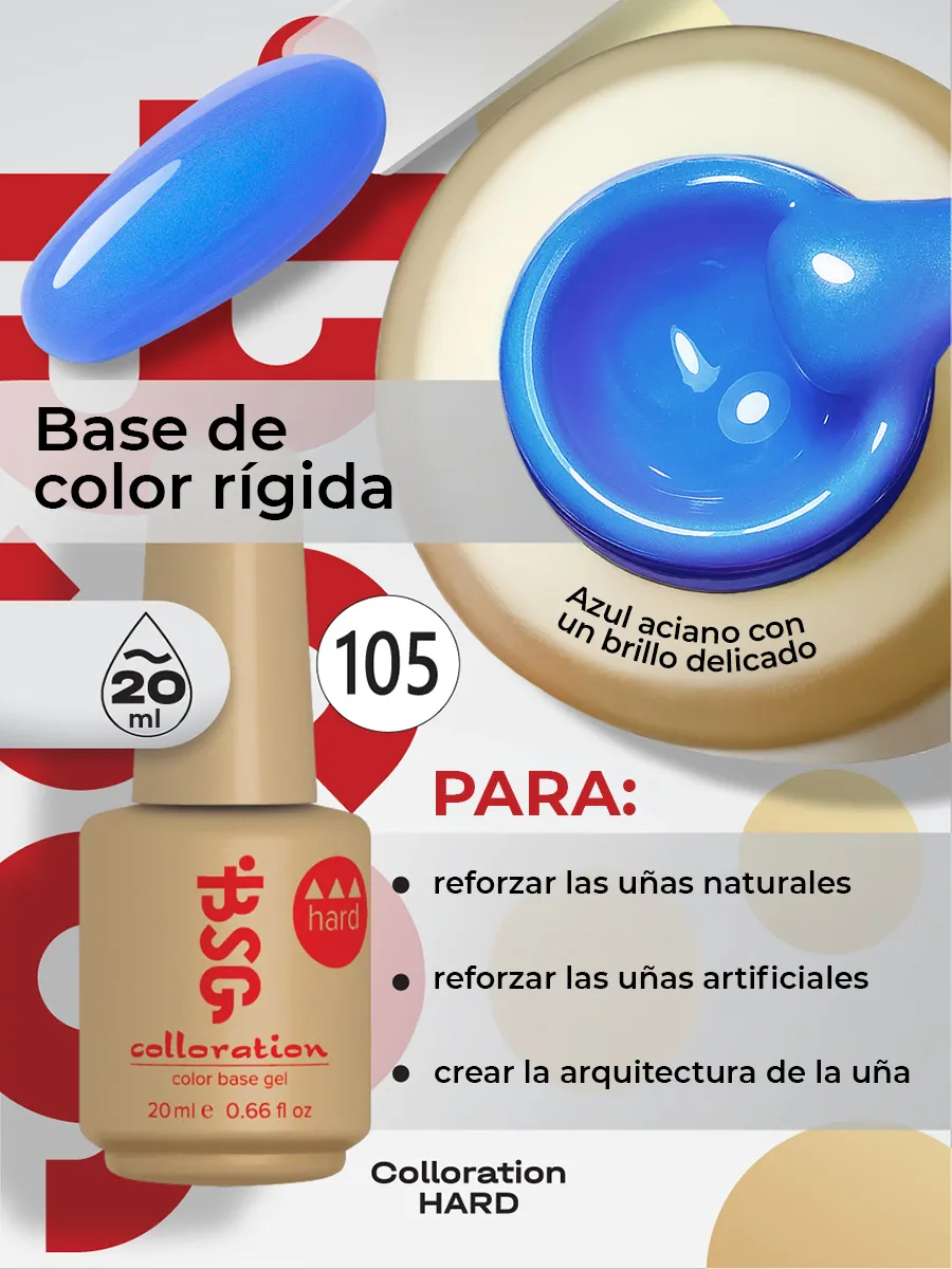 BSG Color Base Hard 105 Electric Sapphire – Azul Zafiro Eléctrico, 20 ml