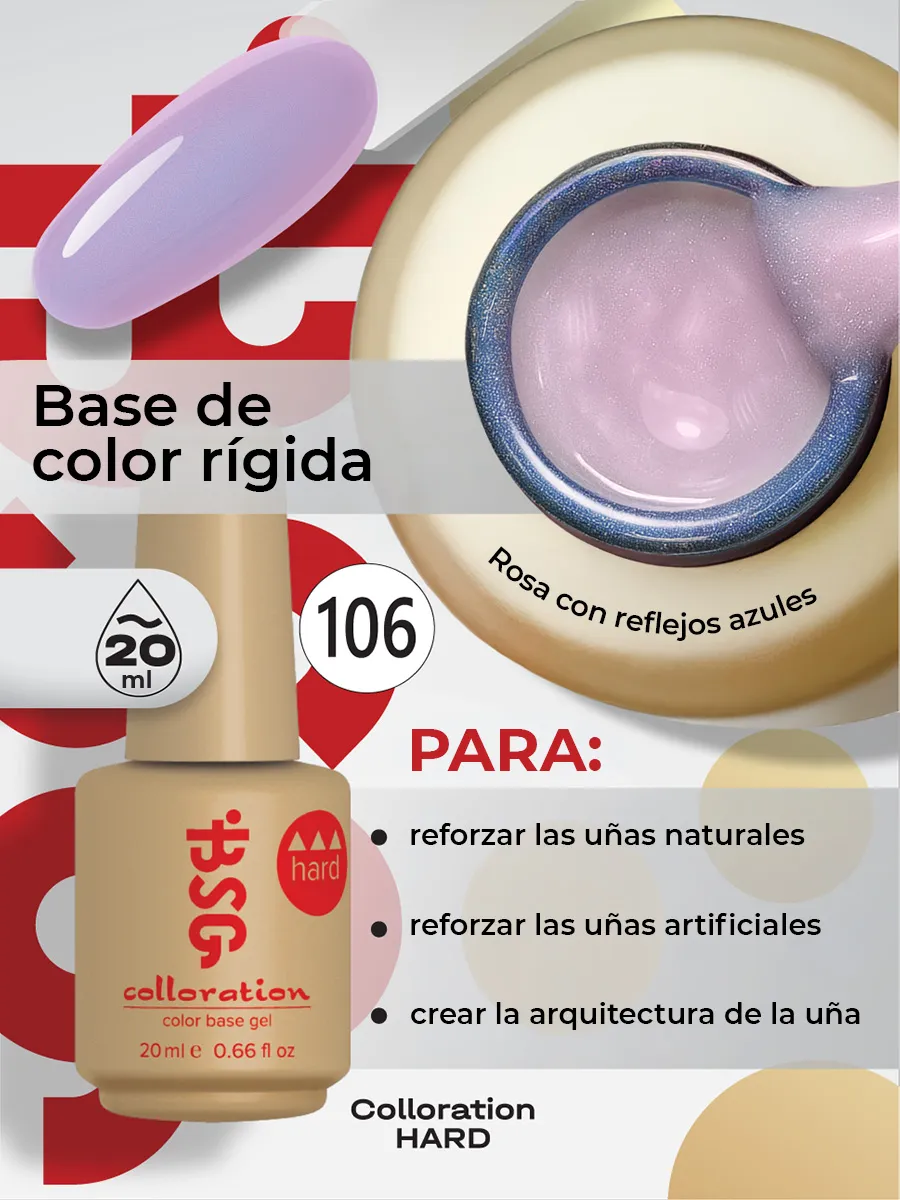 BSG Color Base Hard 106 Pearl Blush – Rosa Rubor Perlado, 20 ml