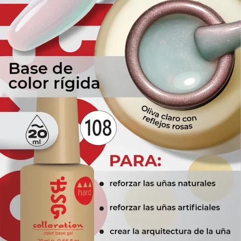 BSG Color Base Hard 108 Mint Pearl – Verde Menta Perlado, 20 ml