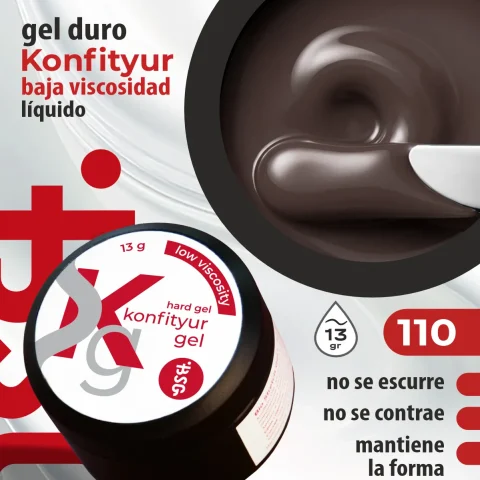 Gel duro BSG para extensiones Konfityur, 110 Marrón Topo, BAJA VISCOSIDAD (13 g)