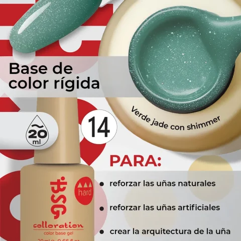 BSG Color Base Hard 14 Emerald Stardust – Verde Esmeralda con Destellos, 20 ml
