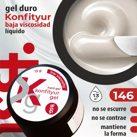 Gel duro BSG para extensiones Konfityur, 146 Marfil Suave, BAJA VISCOSIDAD (13 g)