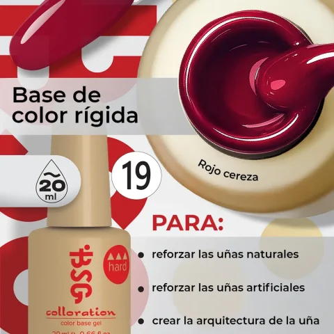 BSG Color Base Hard 19 Bordeaux Rouge – Rojo Burdeos, 20 ml