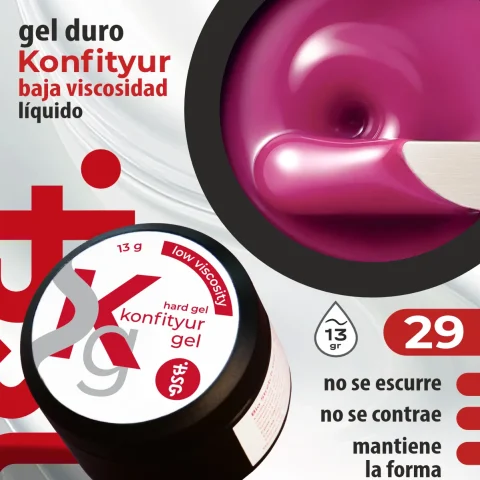 Gel duro BSG para extensiones Konfityur, 29 Ciruela Burdeos, BAJA VISCOSIDAD (13 g)