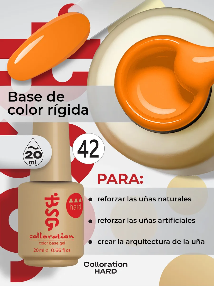 BSG Color Base Hard 42 Tangerine Glow – Naranja Mandarina, 20 ml
