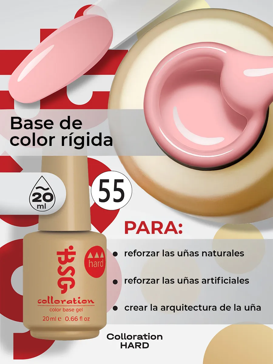 BSG Color Base Hard 55 Blush Pink – Rosa Rubor, 20 ml