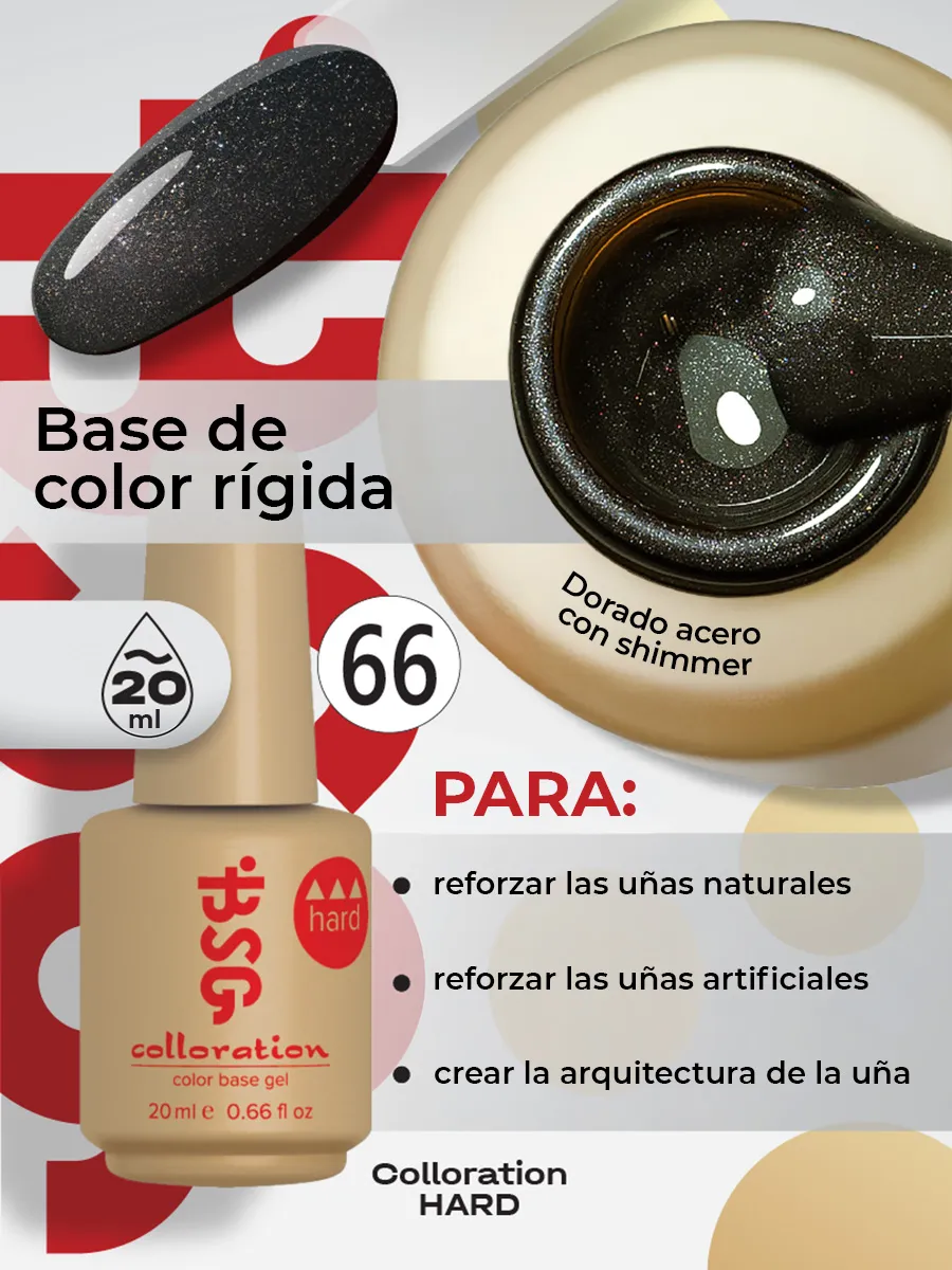 BSG Color Base Hard 66 Obsidian Spark – Negro Obsidiana con Destellos, 20 ml