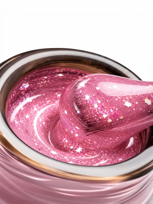 BSG Color Base Hard 96 Pink Champagne Confetti – Rosa Champán con Confeti, 20 ml - Imagen 2