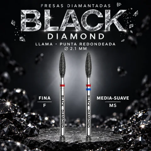 Magic Bits BLACK DIAMOND Fresa de Diamante Llama con Punta Redondeada 2,1 mm